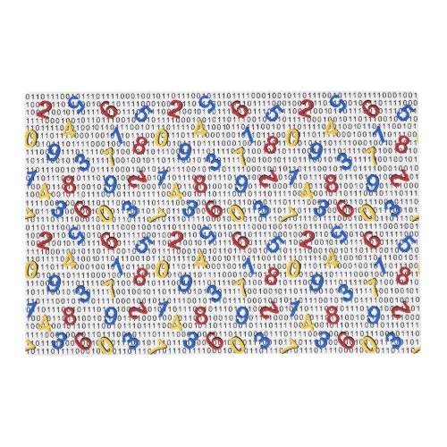 123 Numbers Red Yellow Blue Black White Binary Placemat