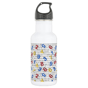 123 Numbers Red Yellow Blue Black White Binary Stainless Steel Water Bottle