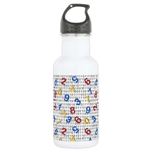 123 Numbers Red Yellow Blue Black White Binary Stainless Steel Water Bottle