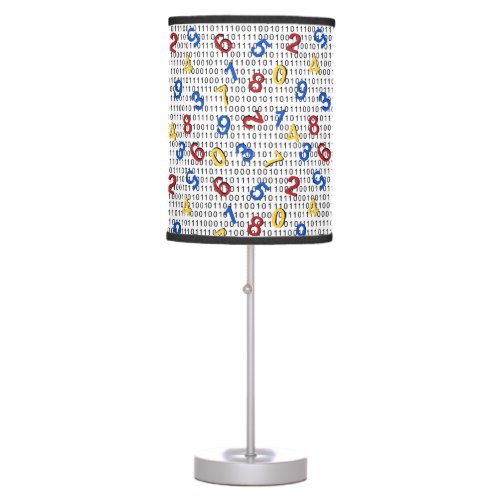 123 Numbers Red Yellow Blue Black White Binary Table Lamp