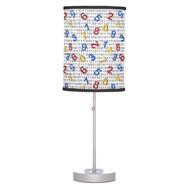 123 Numbers Red Yellow Blue Black White Binary Table Lamp (Front)