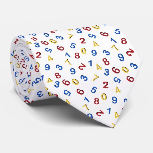 123 Numbers Red Yellow Blue Neck Tie
