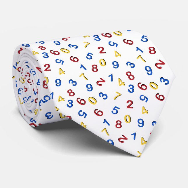 123 Numbers Red Yellow Blue Neck Tie (Rolled)