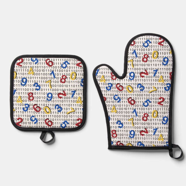 123 Numbers Red Yellow Blue  Oven Mitt & Pot Holder Set (Front)