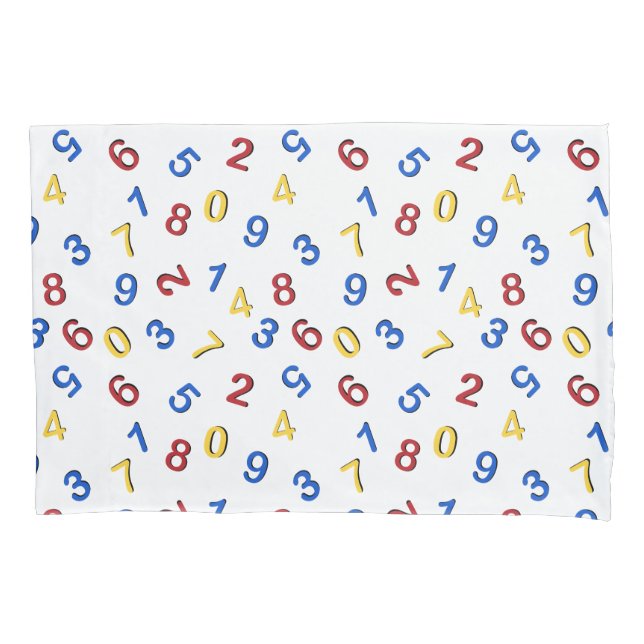 123 Numbers Red Yellow Blue Pillow Case (Front-Left)