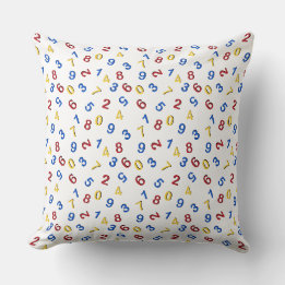 123 Numbers Red Yellow Blue Throw Pillow