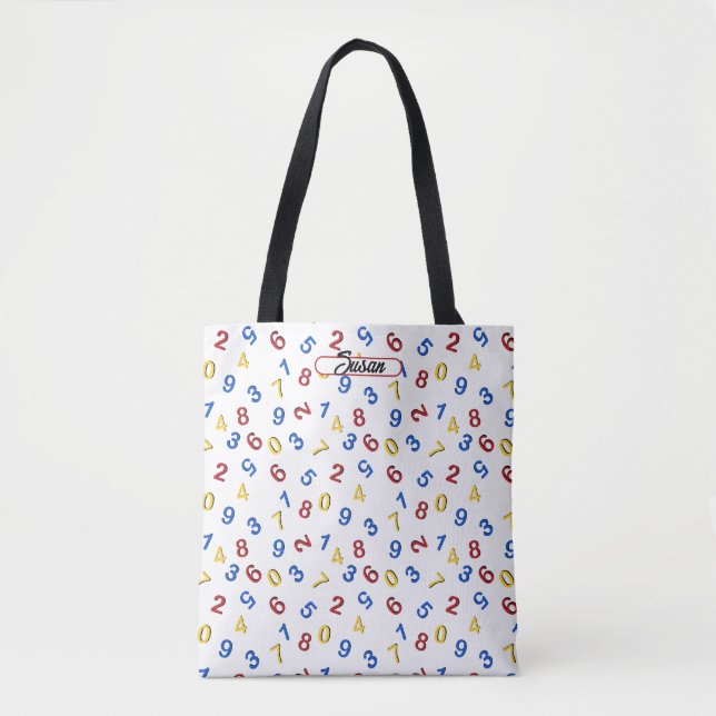 123 Numbers Red Yellow Blue Tote Bag (Front)