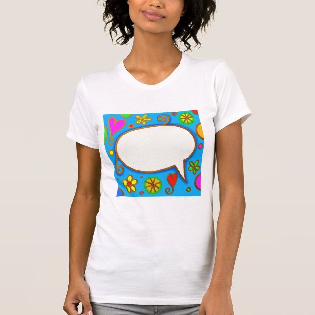 1246 CUTE GIRLY HEARTS FLOWERS SPEECH BUBBLE CARTO T-Shirt (Front)