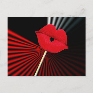 1253 BLACK RED WHITE MOUTH KISS LIPS GRAPHIC BACKG POSTCARD