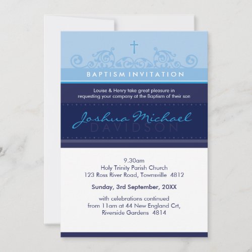 125 suzi CUSTOM BAPTISM INVITE elegant navy blue