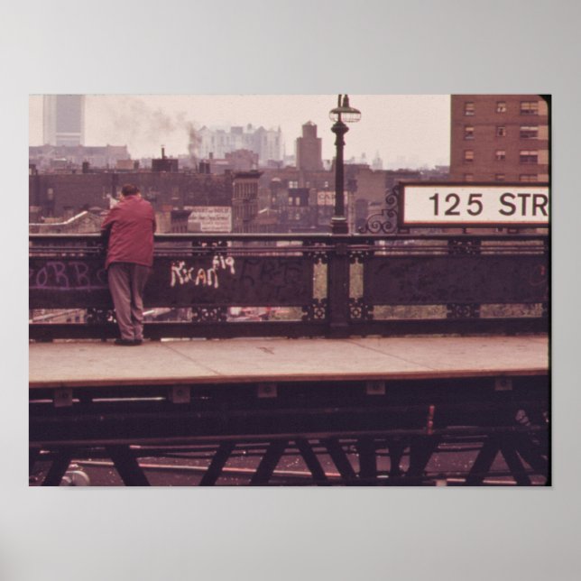 125th Street Elevated Train Platform, New York Poster (Front)