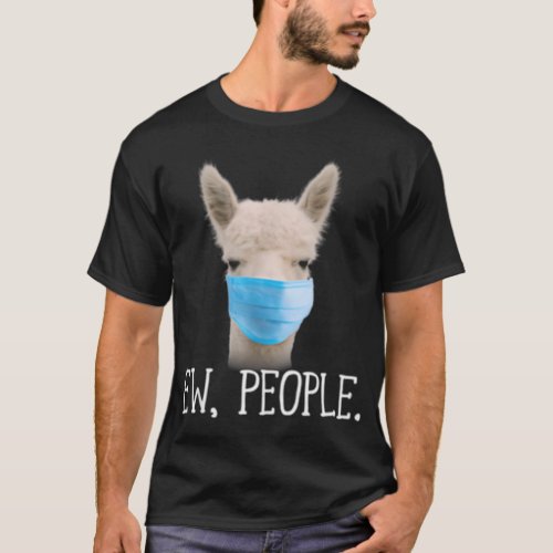 127 Ew People Llama Wearing Surgical Face Mask Alp T_Shirt