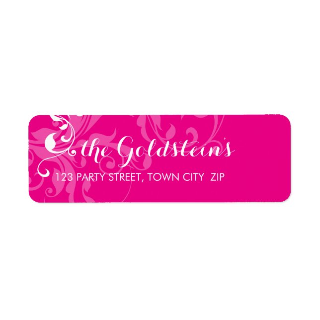 128-marnie BAT MITZVAH elegant flourish hot pink Label (Front)