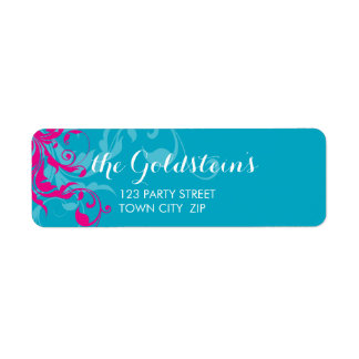 128-marnie BAT MITZVAH flourish turquoise pink Label