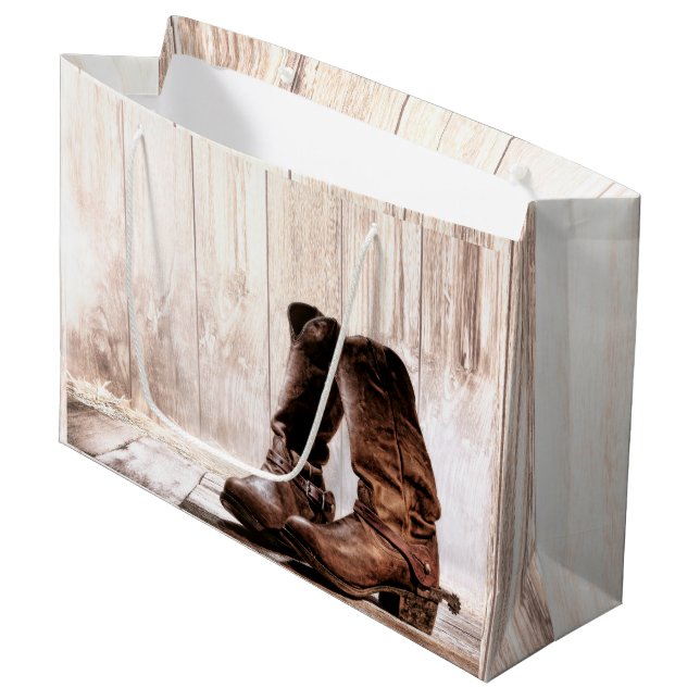 12.5lx4wx9h Large Gift Bag boots country rustic we (Front Angled)