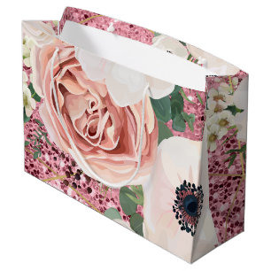 12.5lx4wx9h Large Gift Bag Geometric Garden Rose