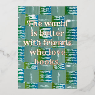 12.7cm x 17.8cm Foil Greetings Card Book Lovers