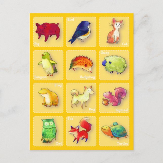 12 Animals Postcard(Customizable) Postcard (Front)