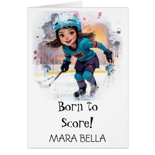 *~* 12  AP94 Cute Hockey Girl Personalize Birthday