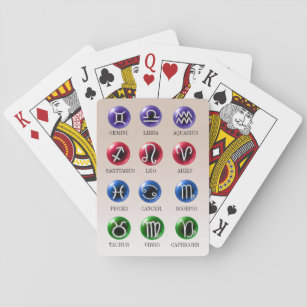 12 Astrology Zodiac Signs on Crystal balls Playing Cards