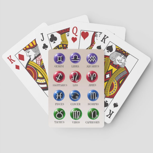 12 Astrology Zodiac Signs on Crystal balls Poker Cards (Back)