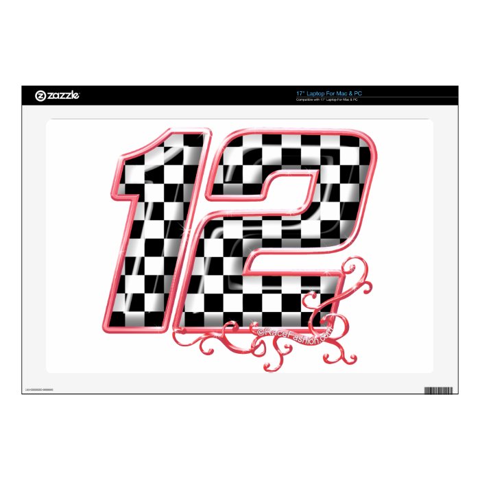12 auto racing number decals for 17" laptops