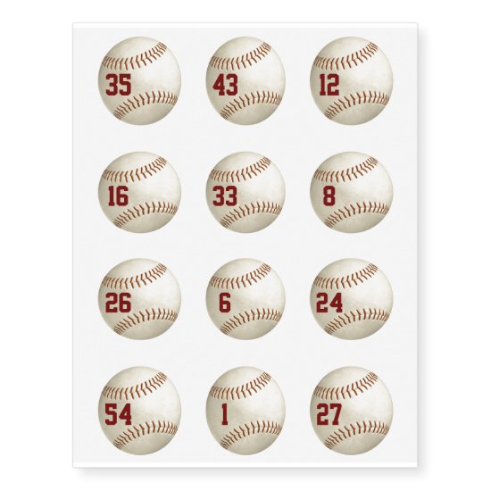 12 baseball tattoos w players jersey numbers
