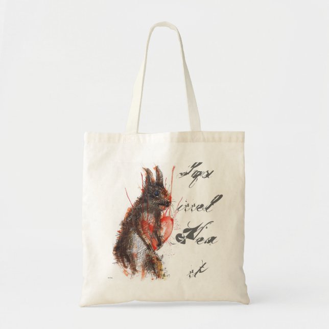 12, Ben Bag, Squirrel Heart Tote Bag (Front)