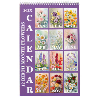 12 Birth Month Flowers 2026 Wall Calendar