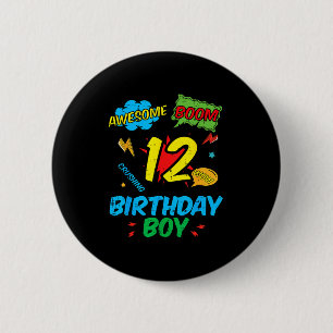 12 Birthday Boy Comic 12th Bday Superhero Party Bo Button