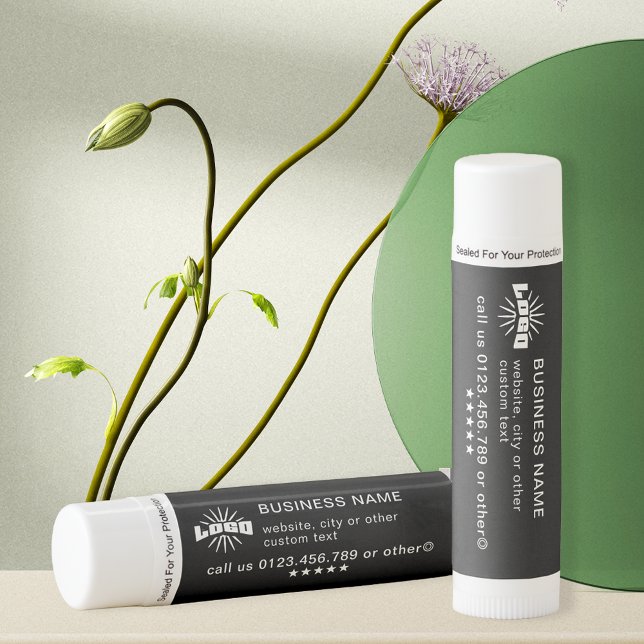 12 Black Business logo name Company Brand Custom Lip Balm (Creator Uploaded)