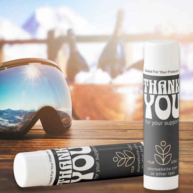 12 Black White Business logo Promotional Thank you Lip Balm (Creator Uploaded)