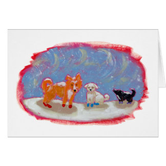 12 boots fun dogs cute modern folk art painting cards