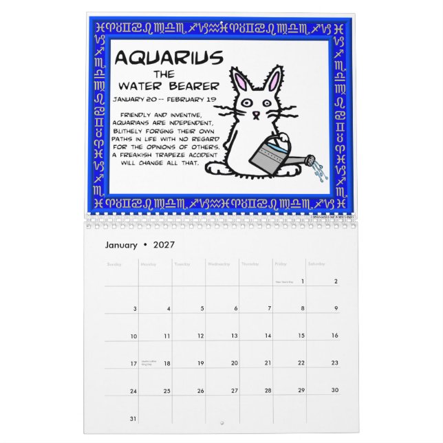 12 Bunnies of the Zodiac 2011 Calendar (Jan 2027)