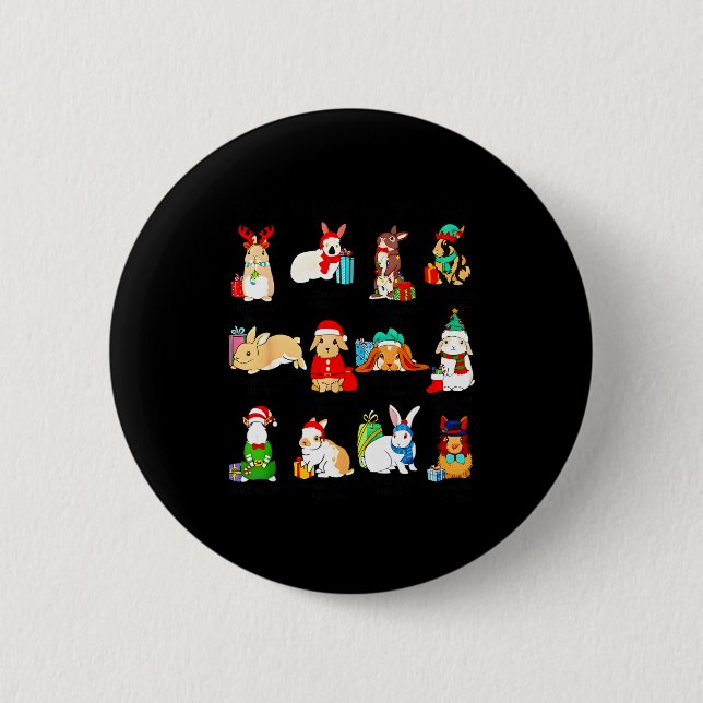 12 Bunny Of Christmas Bunny Rabbit Christmas Xmas  Button (Front)