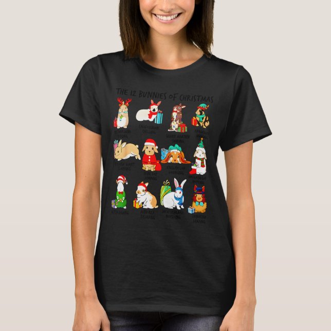 12 Bunny Of Christmas Bunny Rabbit Christmas Xmas  T-Shirt (Front)
