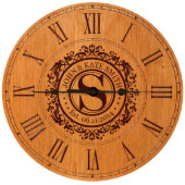 12" Cherry Monogram Wall or Desktop Clock  (Front)