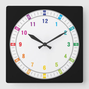 12 Color Rainbow Square Wall Clock