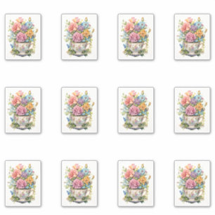 12 Cup of Flowers Sticker