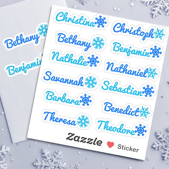 12 Custom Guest List Names Ice Crystals Snowflakes Sticker (Creator Uploaded)