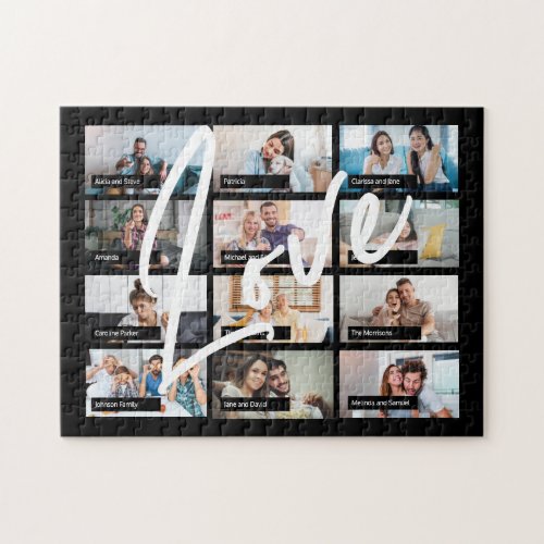 12 custom photo collage screen LOVE typography Jigsaw Puzzle