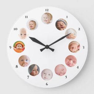 12 custom photos Baby's personalized simple Large Clock