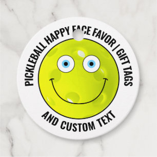 12 Custom Pickleball BLUE EYES Happy Face Gift Favor Tags