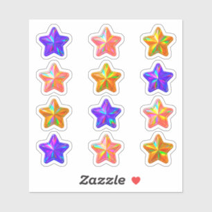 +12 Cute Holo Color Holographic Star Stickers