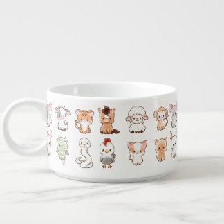 12 Cute Kawaii Chinese Zodiac Animal Drawing  Bowl