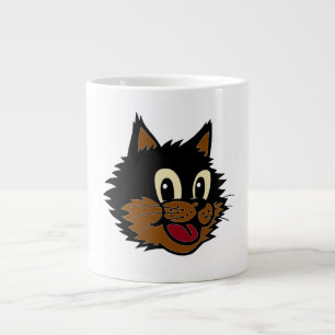 12 CUTE SMILING BLACK AND BROWN NAUGHTY CAT GIANT COFFEE MUG