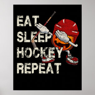 12 Dabbing Hockey Player Funny Eat Sleep Hocky Poster