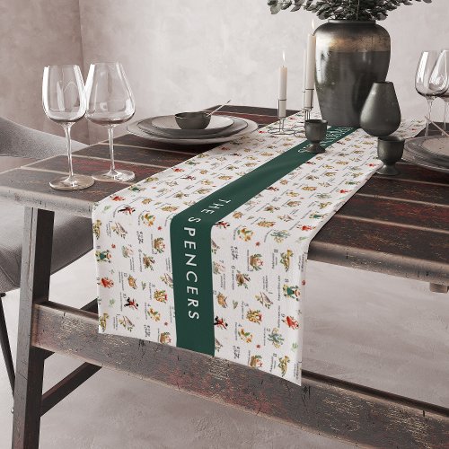 12 Day of Christmas Monogram Short Table Runner