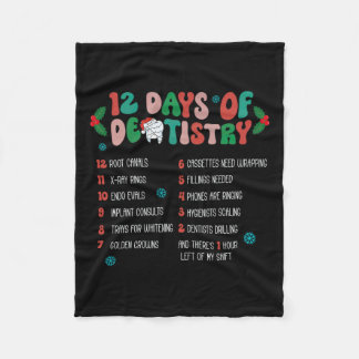 12 Day Of Dentistry Christmas Dentist Dental Hygie Fleece Blanket