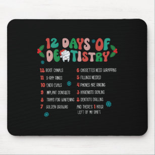 12 Day Of Dentistry Christmas Dentist Dental Hygie Mouse Pad